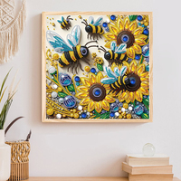 Kit de Peinture Diamant 5D DIY Moderne Forme Spéciale 30x30cm Abeille Tournesol Décoration Murale Artisanat Fait Main Cadeau Adultes