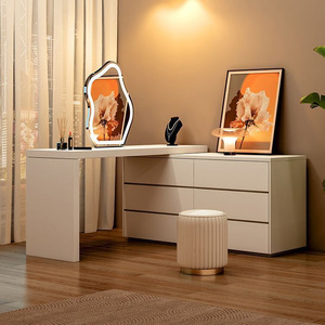 Commode de chambre à coucher moderne et simple avec lumière intégrée Cabinet seau <span class=keywords><strong>escamotable</strong></span> de maquillage de luxe en bois - Product Image 2