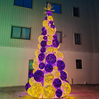 Sculpture lumineuse d'arbre en boules LED RGB personnalisable - Grande décoration lumineuse extérieure pour festival commercial
