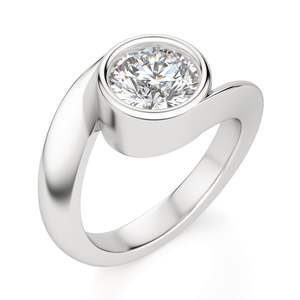 Conjunto de bisel de diamante cultivado en laboratorio de corte redondo Anillo de solitario de plata esterlina clásica-Aniversario Cumpleaños Nupcial y regalo de compromiso - Product Image 3