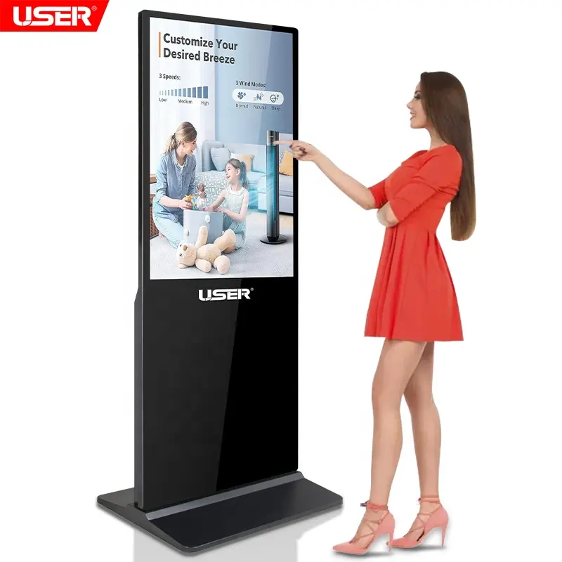 Boden stehend 32/43/49/55/65 Zoll LCD-Werbe spieler 4K Vertikaler Monitor Totem Touchscreen Kiosk Display Digital Signage