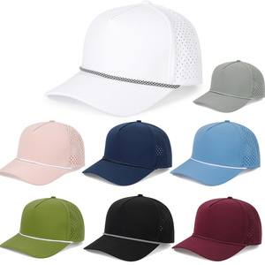 Молодежная Спортивная 5-панельная структурированная изогнутая Кепка Gorras, перфорированная Водонепроницаемая ПВХ резиновая нашивка, бейсболка с логотипом, шляпа для гольфа - Product Image 1