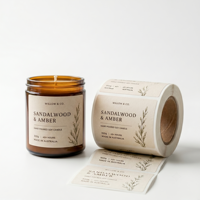 Rouleau d'étiquettes personnalisées résistantes à la chaleur et imperméables avec logo privé pour l'emballage de bougies parfumées de luxe