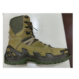 Bottes mi-hautes en daim TSB07 vert olive et marron foncé avec manches camouflage CP, personnalisées pour la randonnée et la chasse - Product Image 4