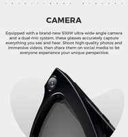 Lunettes Intelligentes 500W Pixel 1080P HD avec Caméra, Enregistrement Vidéo 2K, Audio Sans Fil BT 5.3, Lunettes de Soleil et Assistant de Traduction IA