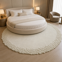 Tapis rond de luxe fait main en laine de Nouvelle-Zélande et soie de bambou, tapis moderne sur mesure fait main pour villa, hôtel, salon