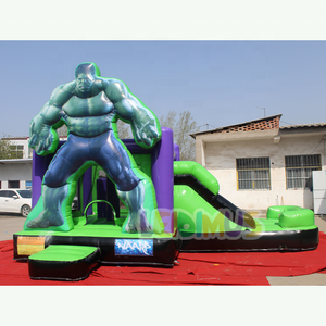 Venta caliente PVC verde <span class=keywords><strong>Smash</strong></span> Casa de rebote Combo superhéroe Castillo de salto con tobogán mojado y seco castillo hinchable con soplador - Product Image 1