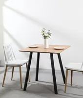 Set Kaki Logam Nordic, Kayu MDF Kaki Atas Meja Makan Dapur Mewah Modern Ruang Makan Furnitur Meja Set Untuk Restoran Kafe