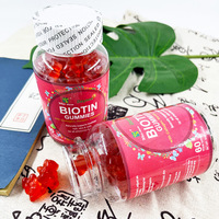 Gummies à la biotine avec collagène, kératine et vitamine C pour la santé des cheveux, de la peau et des ongles, saveur fraise, 60 unités, complément alimentaire