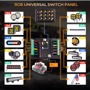 12-Gang điều khiển trung tâm chuyển đổi bảng điều khiển RGB đèn nền Bluetooth ứng dụng điều khiển cho xe tải xe UTV - Product Image 3