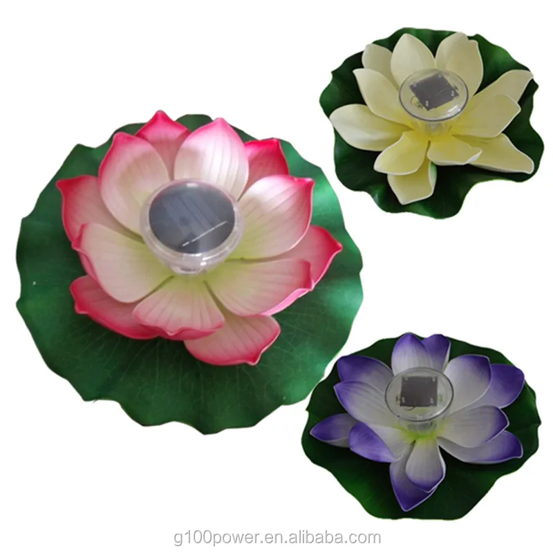 Solar Powered Lamp Multicolor LED Lotus Flower Lamps RGB Waterproof Outdoor Floating Pond Solar Lights for Garden Pool