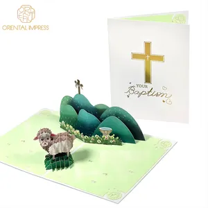 Carte de baptême 3D Pop Up en gros avec enveloppe