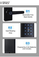 Cerradura Inteligente para Puerta con Múltiples Métodos de Desbloqueo: Contraseña, Huella Dactilar, Tarjeta RFID, con Aplicación para Apartamento, Fabricación OEM ODM
