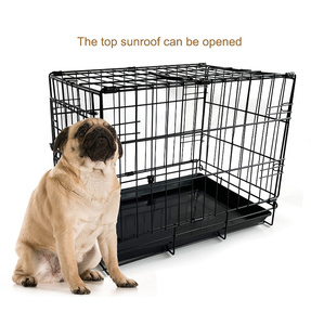 <span class=keywords><strong>Cage</strong></span> pour <span class=keywords><strong>chien</strong></span> en métal carrée à 2 portes YOELLEN avec fermeture à poussoir, respirante, pliable et repliable - Product Image 4