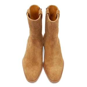 2024 Nieuwe Stijl Heren Ronde Neus Kameelkleur Echt Lederen Rits Casual Laarzen Cowboy Stijl Schoenen - Product Image 2