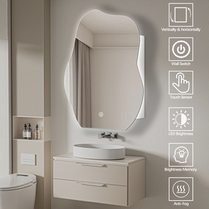 <span class=keywords><strong>Miroir</strong></span> <span class=keywords><strong>de</strong></span> <span class=keywords><strong>salle</strong></span> <span class=keywords><strong>de</strong></span> <span class=keywords><strong>bain</strong></span> intelligent <span class=keywords><strong>asymétrique</strong></span> éclairé avec rangement intégré, capteur tactile à intensité variable, anti-buée, Bluetooth - Product Image 4