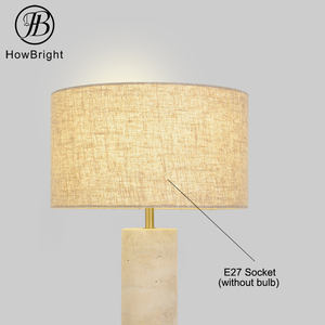 2025 nuovo arrivo E27 <span class=keywords><strong>paralume</strong></span> in tessuto travertino giallo accanto lampada da tavolo per camera da letto soggiorno - Product Image 5