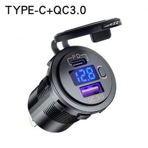 ที่ชาร์จในรถยนต์รุ่นใหม่ ที่ชาร์จ PD 12-24V ที่ชาร์จในรถยนต์แบบดัดแปลง PD+QC3.0 ชาร์จเร็ว พร้อมสวิตช์สำหรับ iPhone - Product Image 2