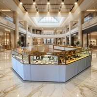 Comptoir de réception en acrylique blanc incurvé avec éclairage LED, design personnalisé, concept de magasin de bijoux Artistic Wave Ceiling Jewelry, partenaire Fortune 500