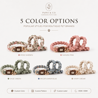 Kit d'accessoires pour animaux de compagnie haut de gamme tressé à la main pour chats, collier tissé imprimé floral, laisse en corde tressée rose assortie, étiquette en PU dorée