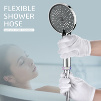 Pommeau de Douche Haute Pression de Luxe 12 cm à 3 Fonctions avec Tuyau Flexible – Ensemble Complet