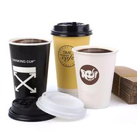 Tasses à café en papier imprimées personnalisées, tasses à café en papier à paroi unique, tasse à Double paroi bon marché