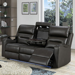 Sofá Moderno Multifuncional de Diseño, Sofá <span class=keywords><strong>Reclinable</strong></span> Eléctrico de Cuero PU, Sofá de <span class=keywords><strong>3</strong></span> <span class=keywords><strong>Plazas</strong></span> para Sala de Estar con Consola Central y Luces LED. - Product Image 2
