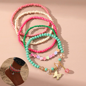 Ensemble de <span class=keywords><strong>cheville</strong></span> de style plage tissé à la main perlé <span class=keywords><strong>cheville</strong></span> fraise amour frange pendentif <span class=keywords><strong>cheville</strong></span> avec <span class=keywords><strong>papillon</strong></span> - Product Image 1