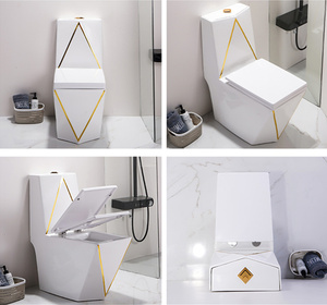 Moderno lusso oro Set bagno sanitari doppio filo di un pezzo ciotola in ceramica piedistallo lavabo lavabo per alberghi - Product Image 4
