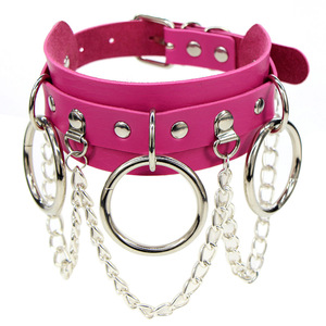 Wowei Punk <span class=keywords><strong>Goth</strong></span> Studded Rivet Pu Leather Gothic Collar Chains Gargantilha O <span class=keywords><strong>Ring</strong></span> Colar Ajustável para Mulheres e Homens - Product Image 3