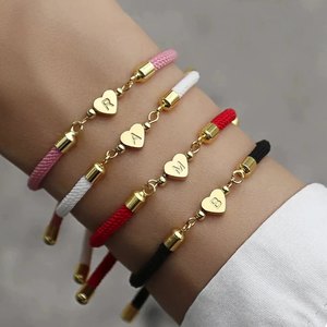 All'ingrosso braccialetto intrecciato a forma di cuore di amicizia milano in oro placcato in acciaio inox A-Z 26 lettere iniziali braccialetto per le donne degli uomini - Product Image 5