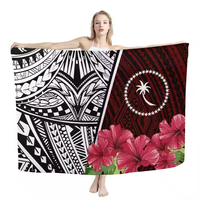 Micronesische Chuuk Sarongs Voor Vrouwen Hawaii Blauw Hibiscus Polynesische Ontwerp Lange Chiffon Cover Ups Strand Badpak Wrap Gestreept 1