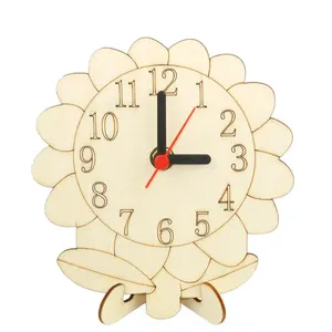 Hot Sale Kids Wooden Jigsaw 3D Puzzle Clock Model Building Kit Science Toy