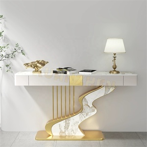 Xuanzhen nhà máy trực tiếp phòng khách đồ nội thất bằng đá cẩm thạch vàng giao diện điều khiển bảng sang trọng hiện đại lối vào bảng giao tiếp với ngăn kéo - Product Image 3