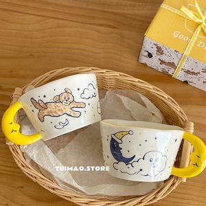 Tazza di luna in ceramica cane a forma di luna manico in ceramica tazza di caffè per coppie tazze da caffè - Product Image 3