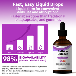 OEM Private Label 60ml Natural <b>Saffron</b> Extract Liquid Drops <b>Supplement</b> for Relaxation Mood Support & Overall Wellness - Product Image 4