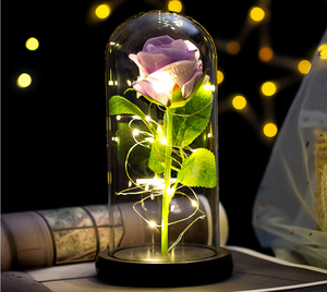 Stringa di Luce a Led Fiore Artificiale Fiore di Rosa Regalo Immortale Del Fiore Micro Paesaggio della Rosa di Simulazione di Vetro Ombra Romantico Regali Unici - Product Image 3