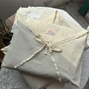 Chuanghua Customized Natural Color Lace Edge Cotton Canvas <b>Envelope</b> Bag Logo Embroidered <b>Envelope</b> Bag Luxury New Style - Product Image 3