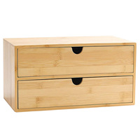 Organisateur de bureau en bambou style Ins pour étudiants, mignon et frais, avec tiroirs multicouches empilables, boîte de rangement cosmétique