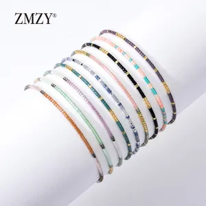 Zmzy Femme Boho Multicolor Mini Delica Kralen Armband Sieraden Verstelbare Touw Ketting Armband Dunne Miyuki Armbanden Voor Vrouwen