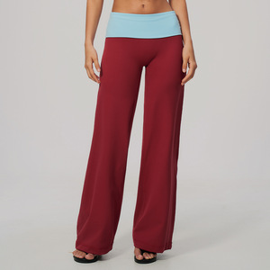 Pantalon de yoga <span class=keywords><strong>pour</strong></span> <span class=keywords><strong>femme</strong></span>, personnalisé ODM OEM, respirant, à taille contrastante repliable, coupe large, avec effet push-up <span class=keywords><strong>pour</strong></span> les hanches, idéal <span class=keywords><strong>pour</strong></span> la <span class=keywords><strong>gym</strong></span> et le quotidien. - Product Image 4