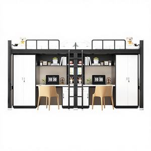 Cama Alta con Escalera y Escritorio, de Hierro Negro, Tamaño King, para Niños, con Marco Completo, Precio Económico, en Oferta Cerca de Mí - Product Image 1