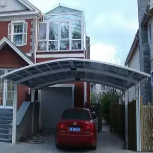 Cobertizo de estacionamiento de aluminio para coche, dosel de metal con techo arqueado de policarbonato