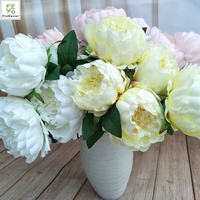 Hot Sale European Style Kunstseide 5 Köpfe Runde Pfingstrose Blumen Weiß Für Hochzeit Home Party Dekorative Blume