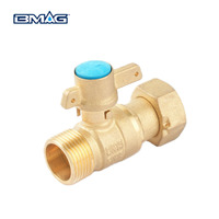 Vanne à boisseau sphérique verrouillable droite en laiton forgé BMAG DN15-PN16 DN15-DN20 avec raccords NPT mâles/femelles, manuelle, OEM pour compteur d'eau