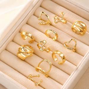 Trendy Gold Plated Vintage Geometric Chunky <b>Rings</b> Set for Women High Quality Fashion Jewelry <b>Thick</b> Finger <b>Rings</b> Wedding Gift - Product Image 6