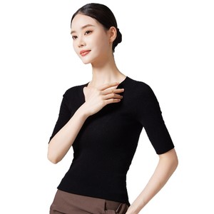 Suéter de Punto Liso con Cuello en V, 100% <span class=keywords><strong>Lana</strong></span>, Diseño Sostenible y Moderno, Manga Corta, para Mujer, Estilo <span class=keywords><strong>Merino</strong></span> - Product Image 5