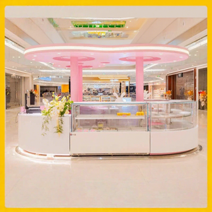Kiosco <span class=keywords><strong>de</strong></span> Comida, Exhibidor <span class=keywords><strong>de</strong></span> Panaderí<span class=keywords><strong>a</strong></span> <span class=keywords><strong>de</strong></span> Lujo Personalizado, Iluminación LED, Diseño Ecológico con Parte Trasera <span class=keywords><strong>de</strong></span> Vidrio Resistente, Estante Cúbico Tipo Escalera - Product Image 2