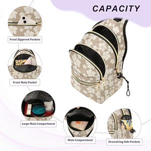 Custom Design Brown Hau Flower Polyester Hawaii Aloha Shoulder <b>Chest</b> Bag <b>Small</b> Crossbody Sling Bag for Women - Product Image 4