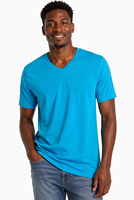 T-shirt col en V pour homme, manches courtes, vert menthe uni, coupe classique, tricot lisse, personnalisable, vente en gros